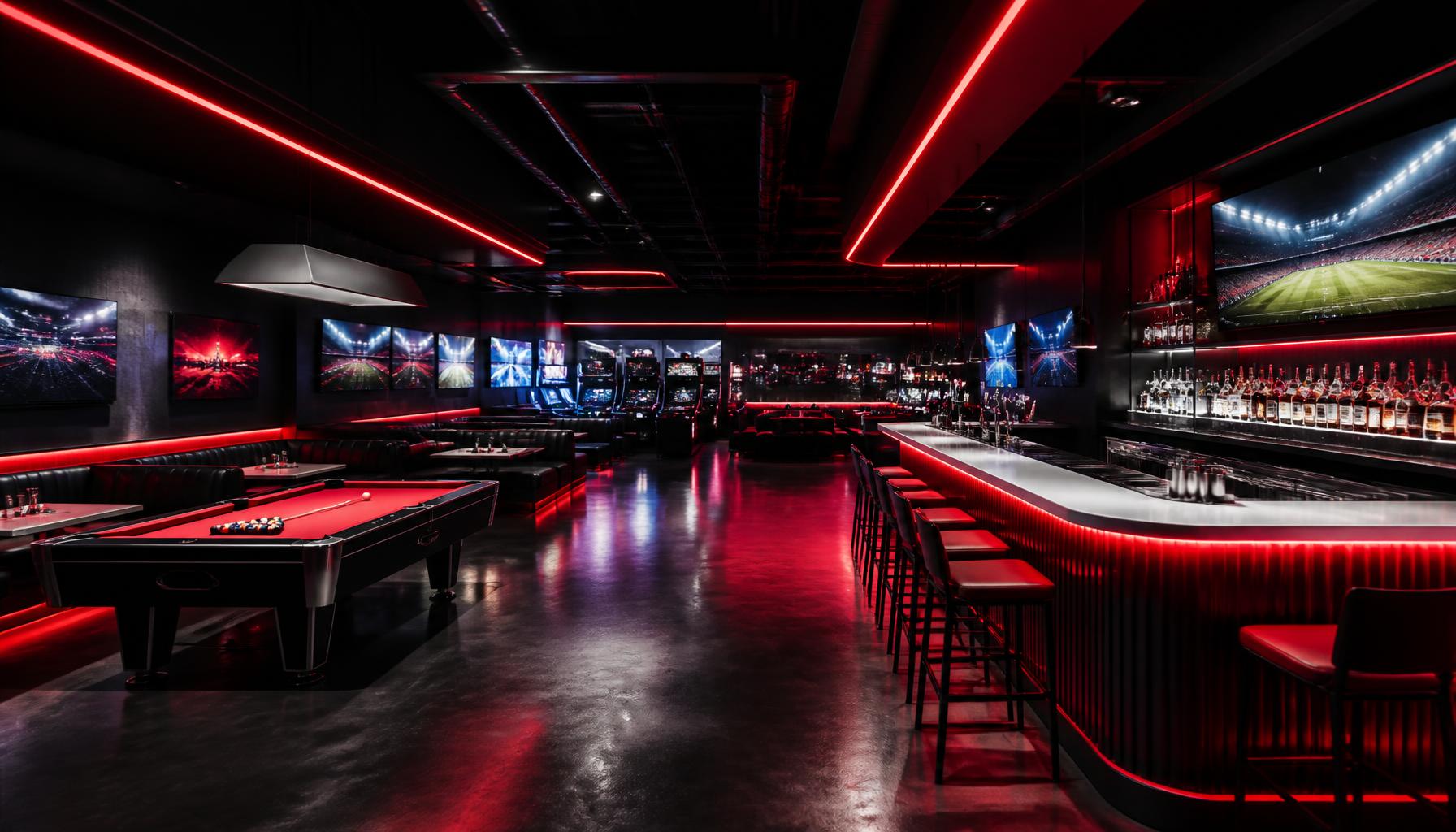 Ambiente de salón de juego y deportes Tiki Taka